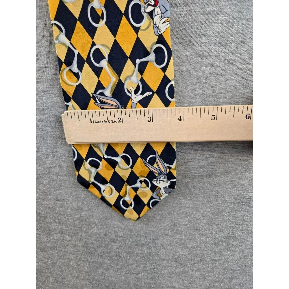 Vtg Looney Tunes Mania Bugs Bunny Geometric‎ Diamond Men's Neck Tie 1994 3.75